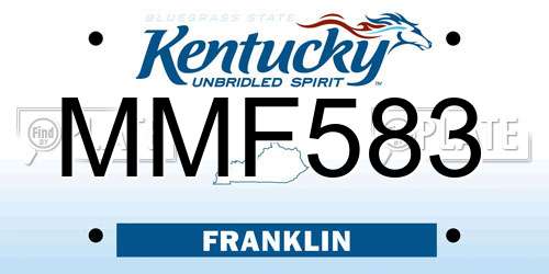 MMF583 Kentucky License Plate