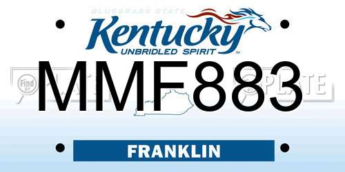 MMF883 Kentucky License Plate