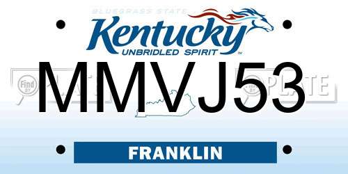 MMVJ53 Kentucky License Plate