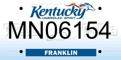 MN06154 Kentucky License Plate