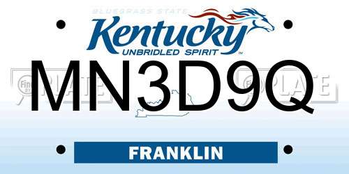 MN3D9Q Kentucky License Plate