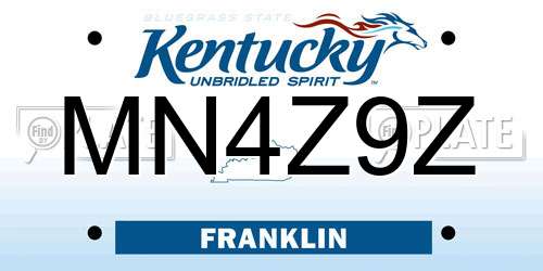 MN4Z9Z Kentucky License Plate