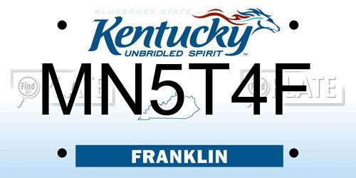 MN5T4F Kentucky License Plate