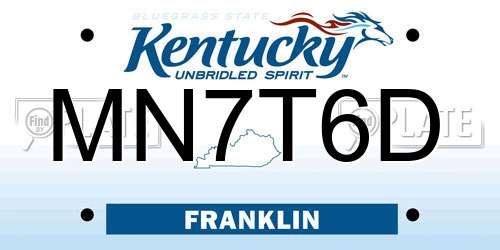 MN7T6D Kentucky License Plate