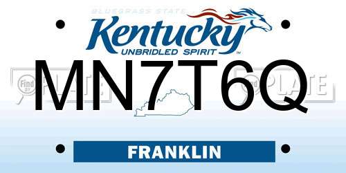 MN7T6Q Kentucky License Plate