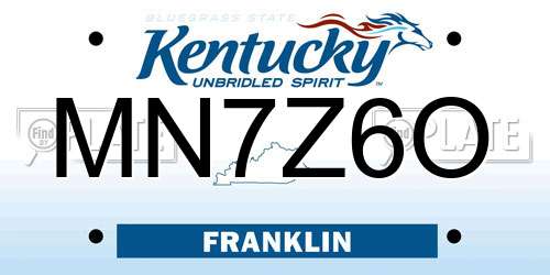 MN7Z6O Kentucky License Plate