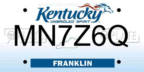 MN7Z6Q Kentucky License Plate