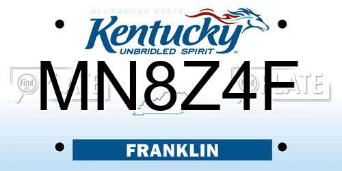 MN8Z4F Kentucky License Plate