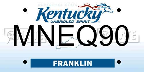 MNEQ90 Kentucky License Plate