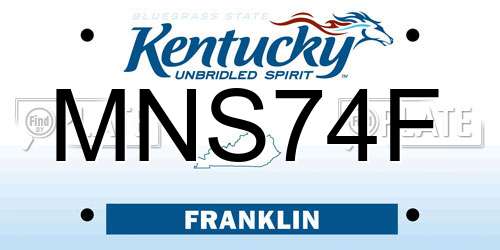 MNS74F Kentucky License Plate