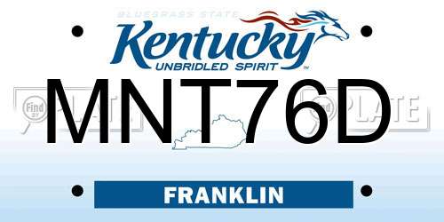 MNT76D Kentucky License Plate