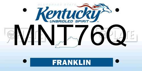 MNT76Q Kentucky License Plate