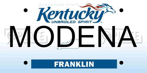 MODENA Kentucky License Plate