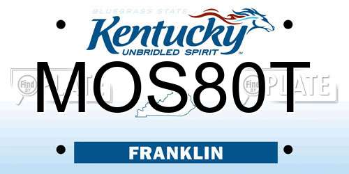 MOS80T Kentucky License Plate