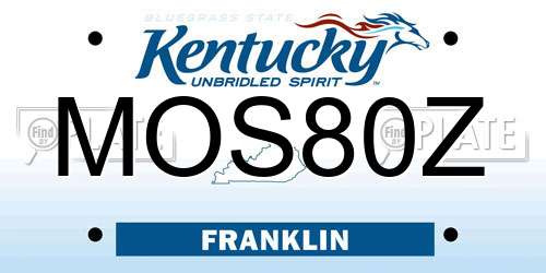 MOS80Z Kentucky License Plate