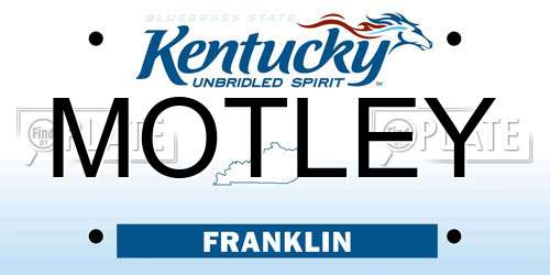 MOTLEY Kentucky License Plate