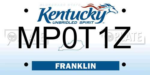 MP0T1Z Kentucky License Plate