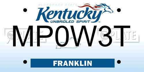 MP0W3T Kentucky License Plate