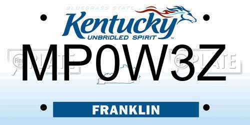 MP0W3Z Kentucky License Plate