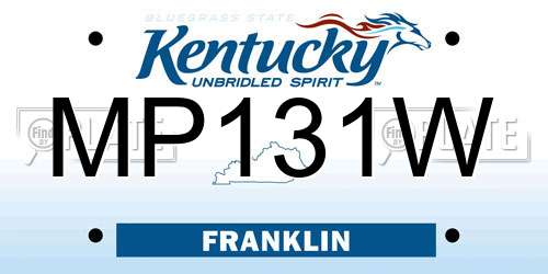 MP131W Kentucky License Plate