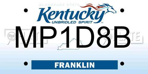 MP1D8B Kentucky License Plate