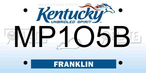 MP1O5B Kentucky License Plate
