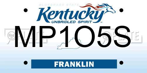 MP1O5S Kentucky License Plate