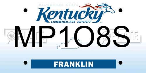 MP1O8S Kentucky License Plate