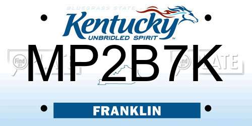MP2B7K Kentucky License Plate