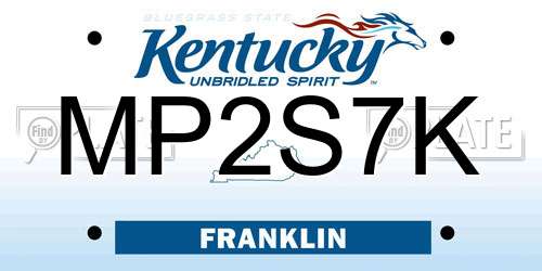 MP2S7K Kentucky License Plate