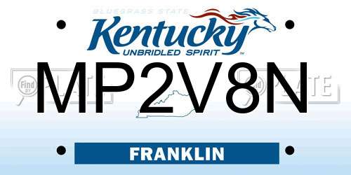 MP2V8N Kentucky License Plate