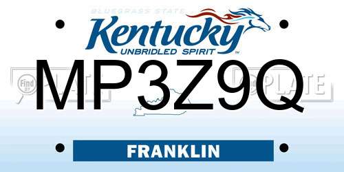 MP3Z9Q Kentucky License Plate