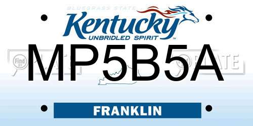 MP5B5A Kentucky License Plate
