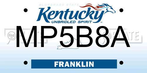 MP5B8A Kentucky License Plate