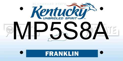 MP5S8A Kentucky License Plate