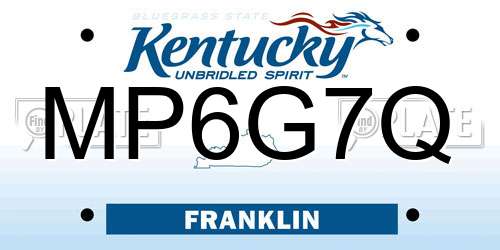 MP6G7Q Kentucky License Plate