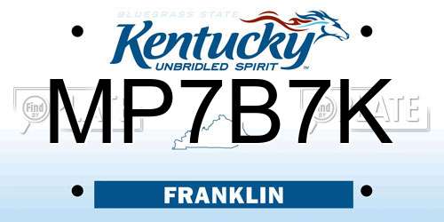 MP7B7K Kentucky License Plate