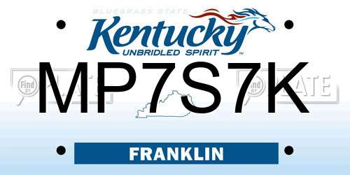 MP7S7K Kentucky License Plate