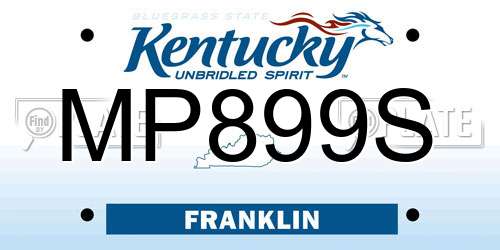 MP899S Kentucky License Plate
