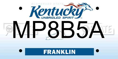 MP8B5A Kentucky License Plate