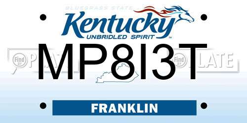 MP8I3T Kentucky License Plate