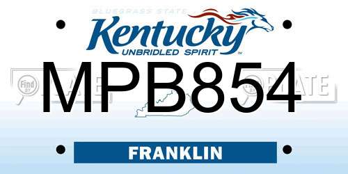 MPB854 Kentucky License Plate
