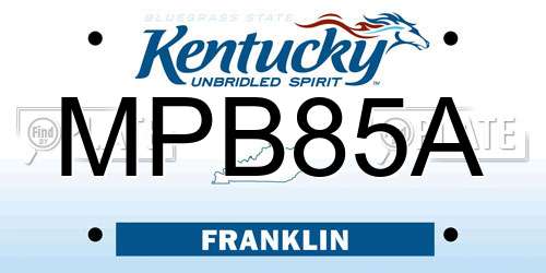 MPB85A Kentucky License Plate