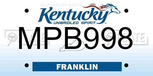 MPB998 Kentucky License Plate