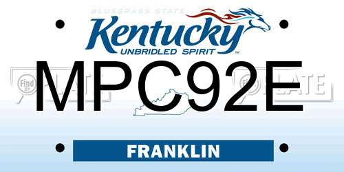 MPC92E Kentucky License Plate