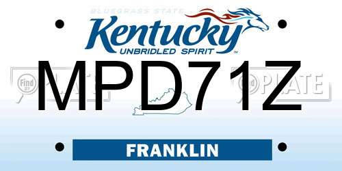 MPD71Z Kentucky License Plate