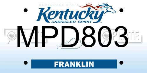 MPD803 Kentucky License Plate