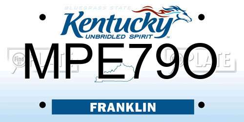 MPE79O Kentucky License Plate