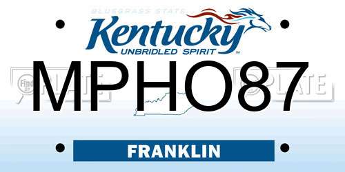 MPHO87 Kentucky License Plate