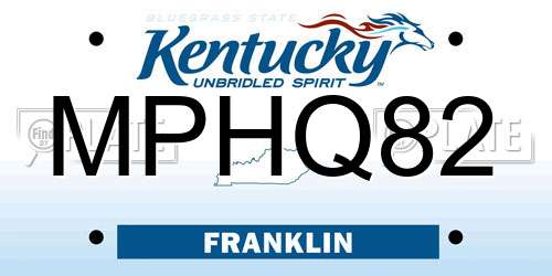 MPHQ82 Kentucky License Plate